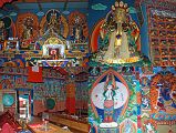 15 13 Lukla Gompa Inside - Statues Of Buddha, Hayagriva, Padmasambhava, Mahakala, Avalokiteshvara, Paintings Include 1000-armed Avalokiteshvara And Hayagriva In Yab Yum With Varahi Inside the Lukla Gompa are statues of Buddha, Hayagriva, Padmasambhava, Mahakala, and Avalokiteshvara, and many paintings including a  1000-armed Avalokiteshvara and Hayagriva In Yab Yum With Varahi.